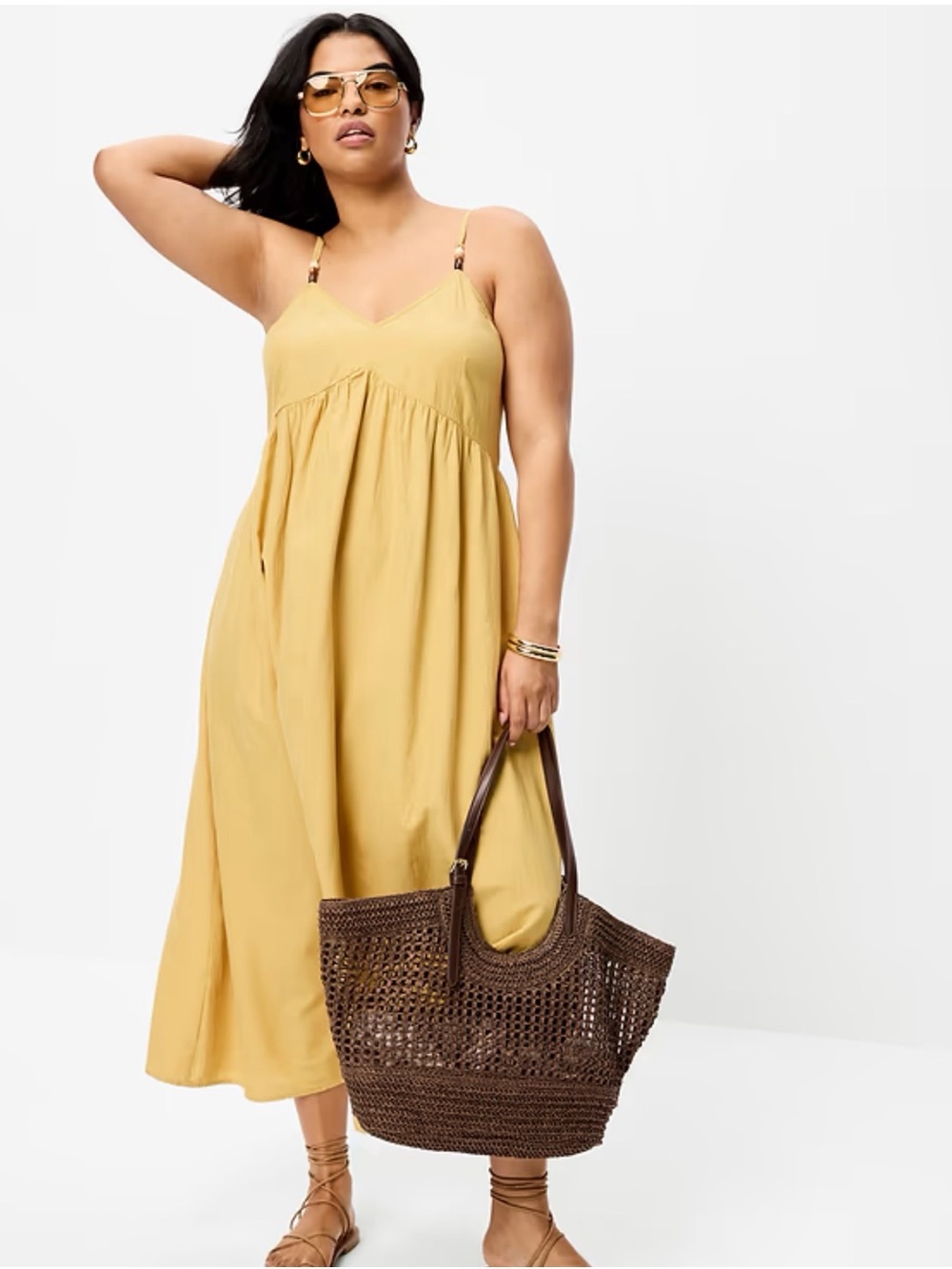 Old Navy Mustard Yellow Spaghetti Strap Maxi Dress - Large